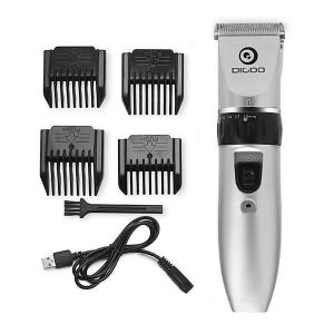 Miri ג'אדטים Digoo BB-T1 USB Ceramic R-Blade Hair Trimmer Rechargeable Hair Clipper 4X Extra Limiting Comb Silent Motor for Children Baby Men